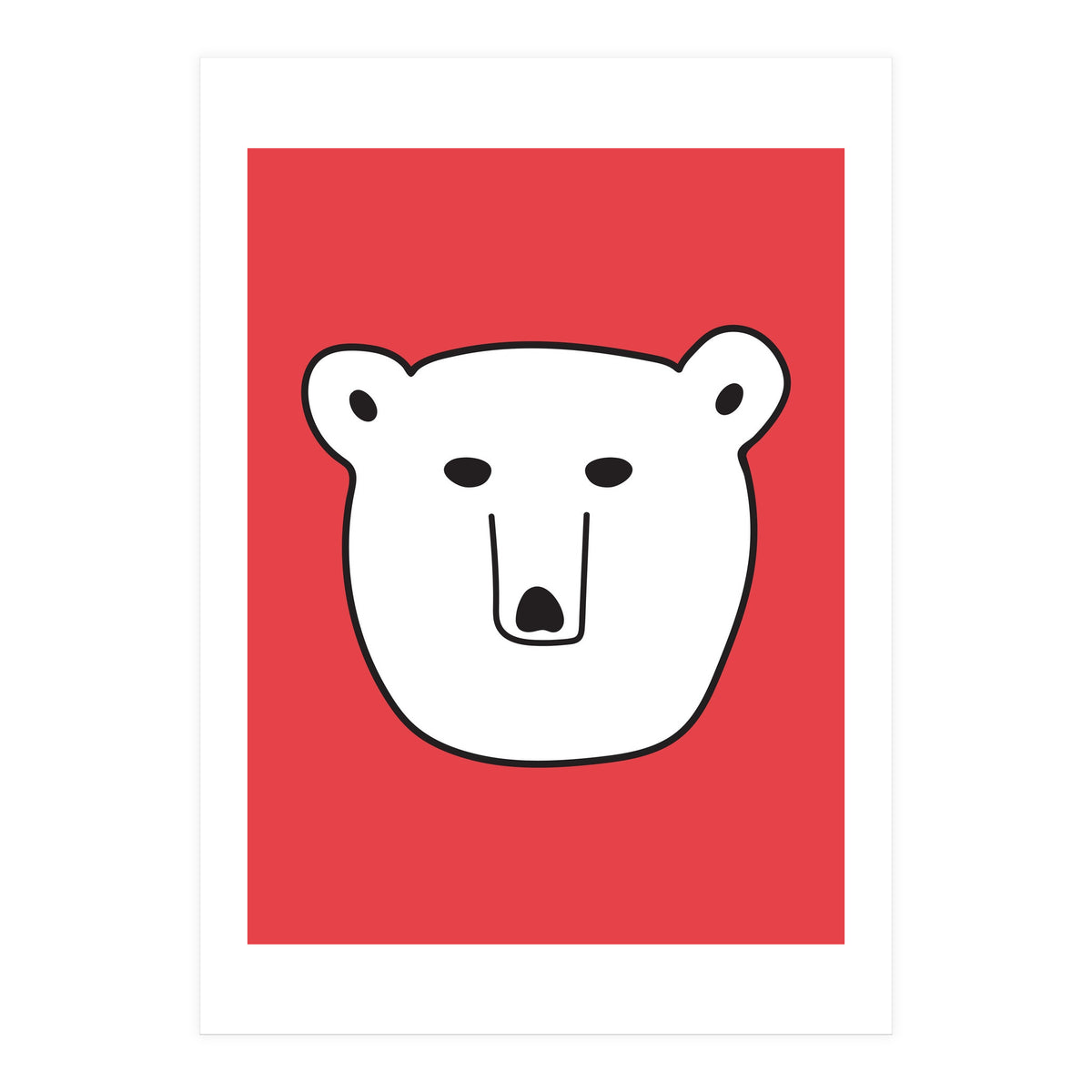 Polar Bear Portrait On a Red Background (Print Only)