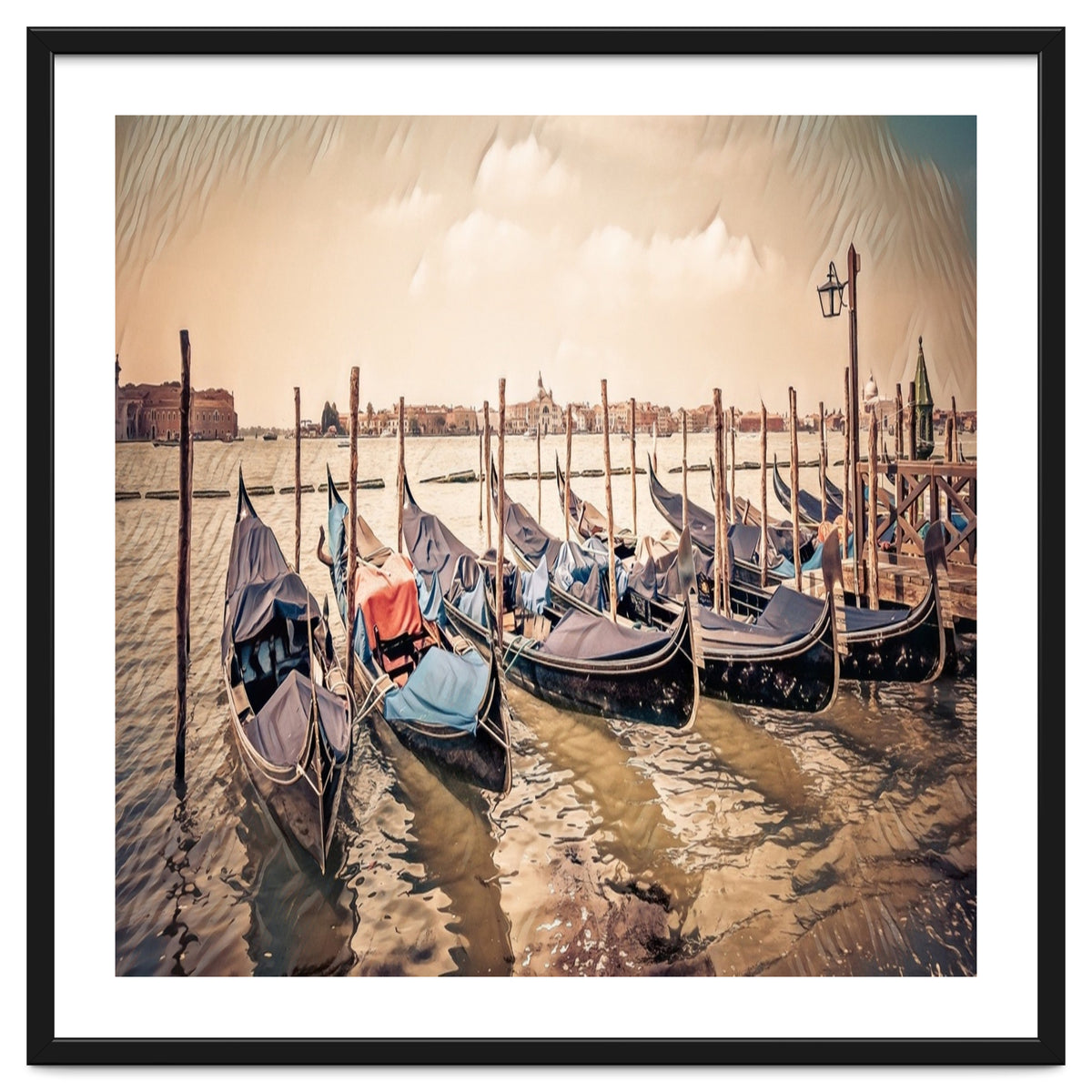 Several Gondolas boats, Colorful Italy