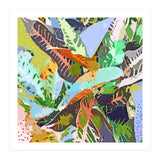 Jungle Plants, Tropical Nature Dark Botanical Illustration, Eclectic Colorful Forest Painting (Print Only) thumbnail