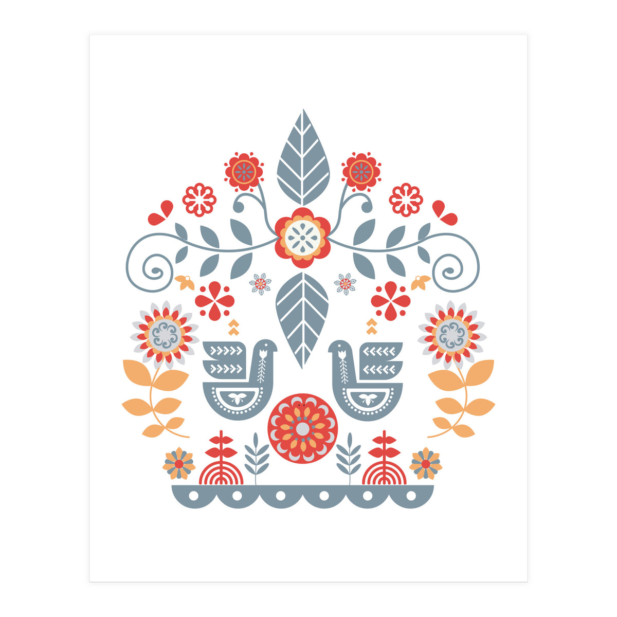 Scandinavian Folk Art Pattern (Print Only)