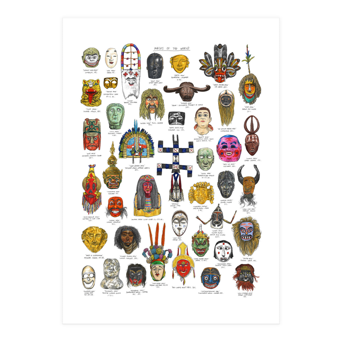 Masks Of The World (Print Only)