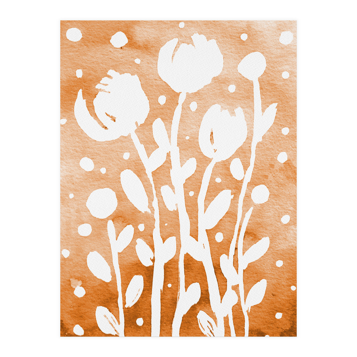 Abstract Flowers Orange (Print Only)