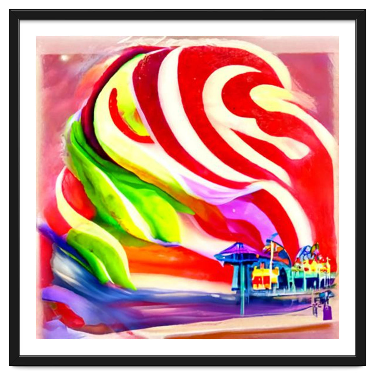 Santa Monica Pier swirly Candy AI Art
