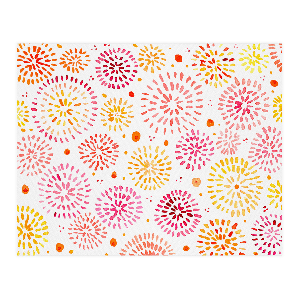 Abstract fireworks pattern in yellow and red (Print Only)