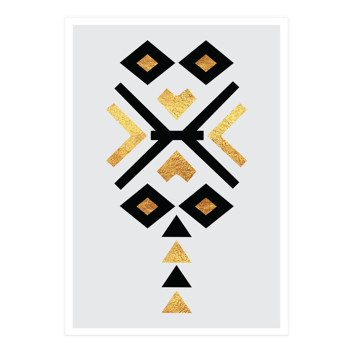 Gold And Black Abstract Tribal (Print Only)