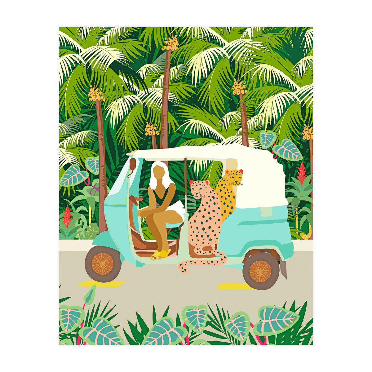 Rikshaw ride with Javan leopards in Bali | Tropical Nature Jungle Bohemian Wildlife Travel (Print Only)