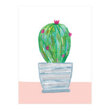 Painted Cactus In Blue Stripe Plant Pot (Print Only) thumbnail