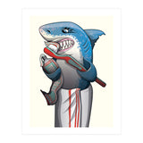 Great White Shark Brushing Teeth (Print Only) thumbnail