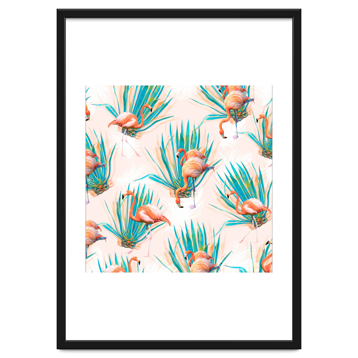 Anaglyph Flamingos with cactus