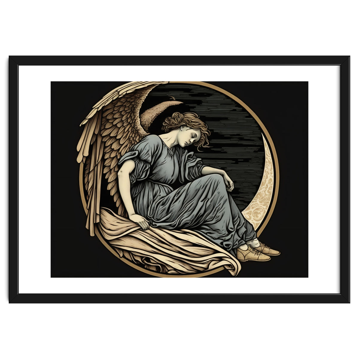 Angel On The Moon Art Nouveau
