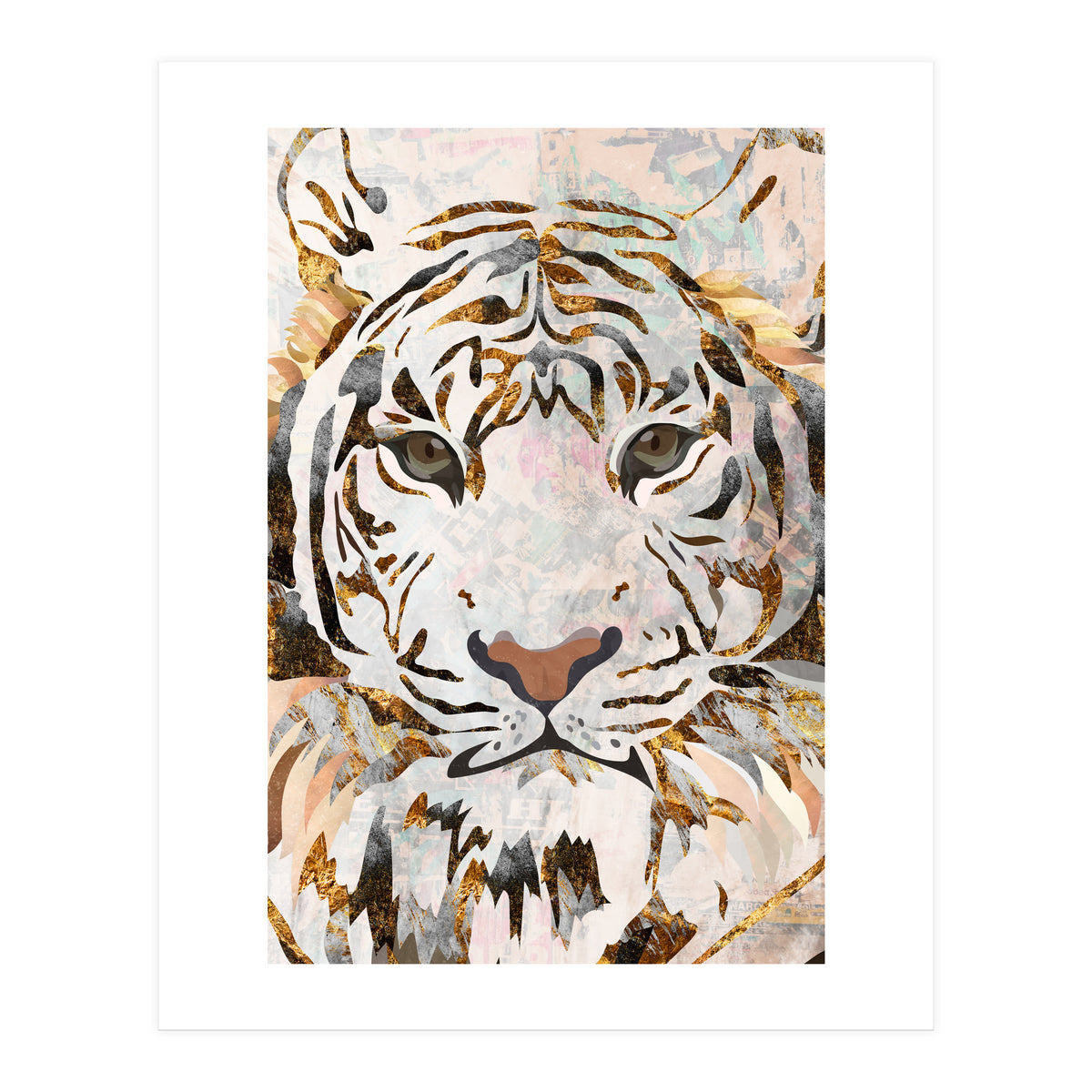 Grungy Tiger Gold and White (Print Only)