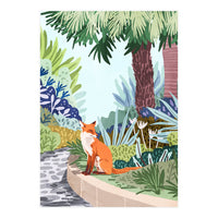 Fox in The Garden | Animals Wildlife Botanical Nature Painting | Boho Colorful Jungle Illustration (Print Only)