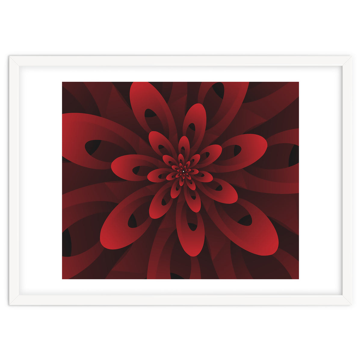 Abstract Digital Modern Red Floral 3D ART