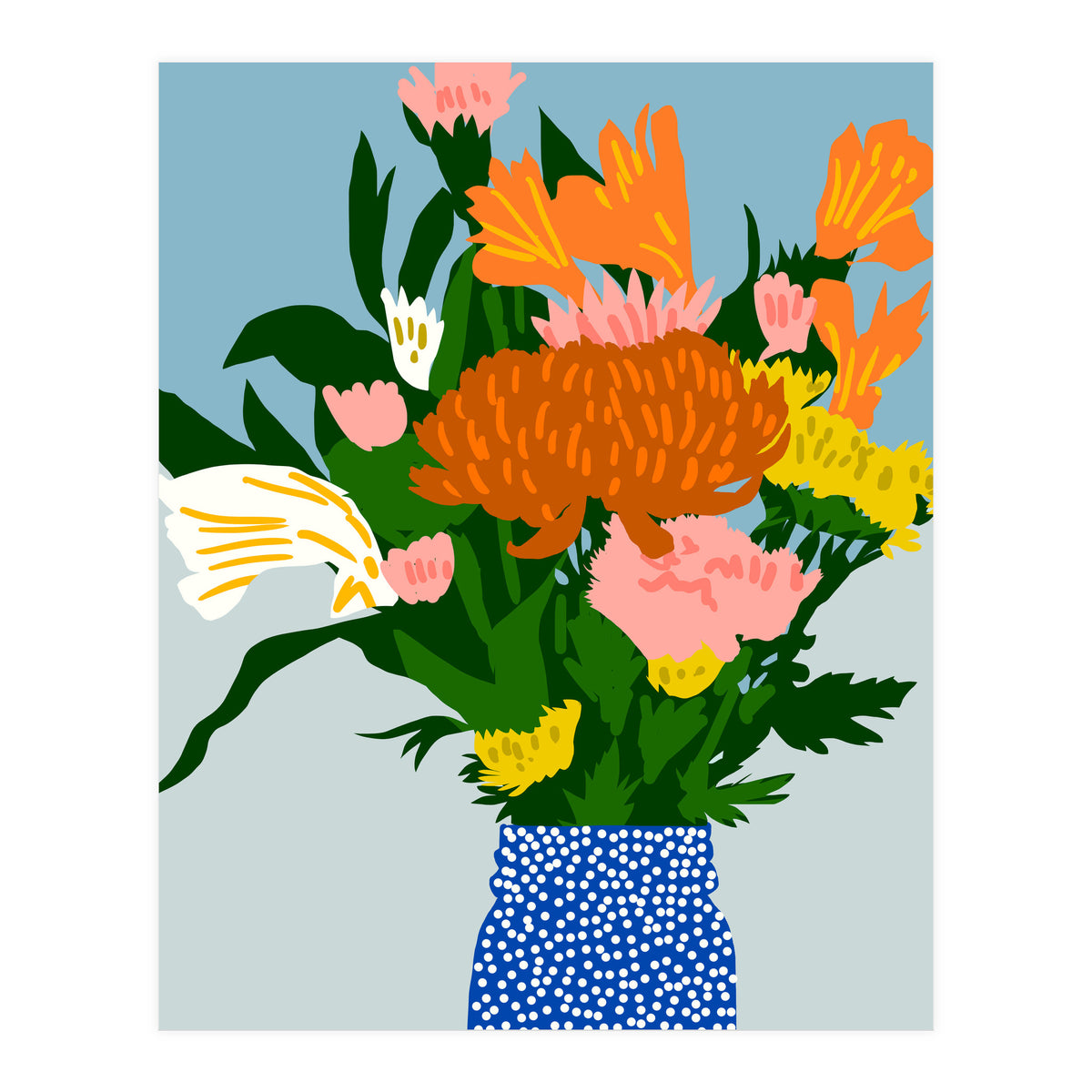 Potted Happiness | Flower Pot Botanical Floral Still Life | Eclectic Plants Modern Bohemian Décor (Print Only)