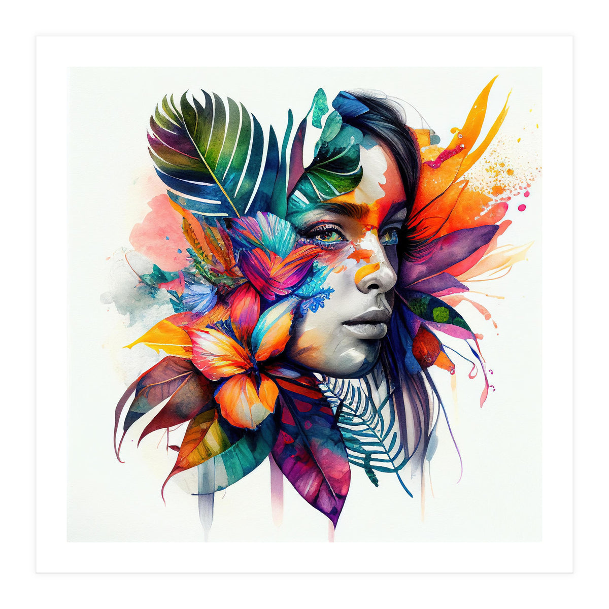 Watercolor Native Woman #1 (Print Only)