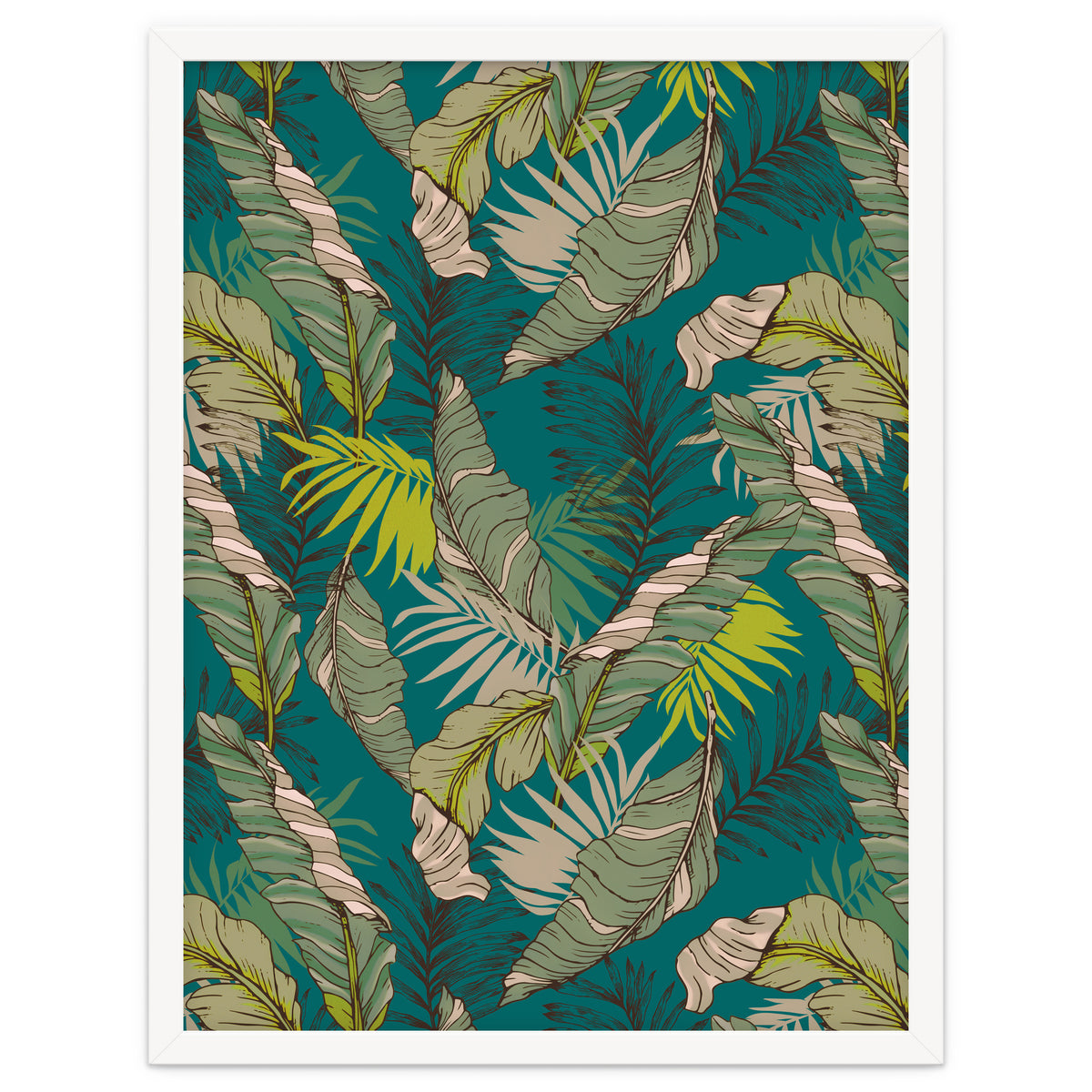 Drawing of wild tropical jungle