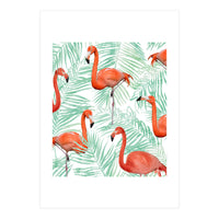 Flamingo And Mint Palm (Print Only)