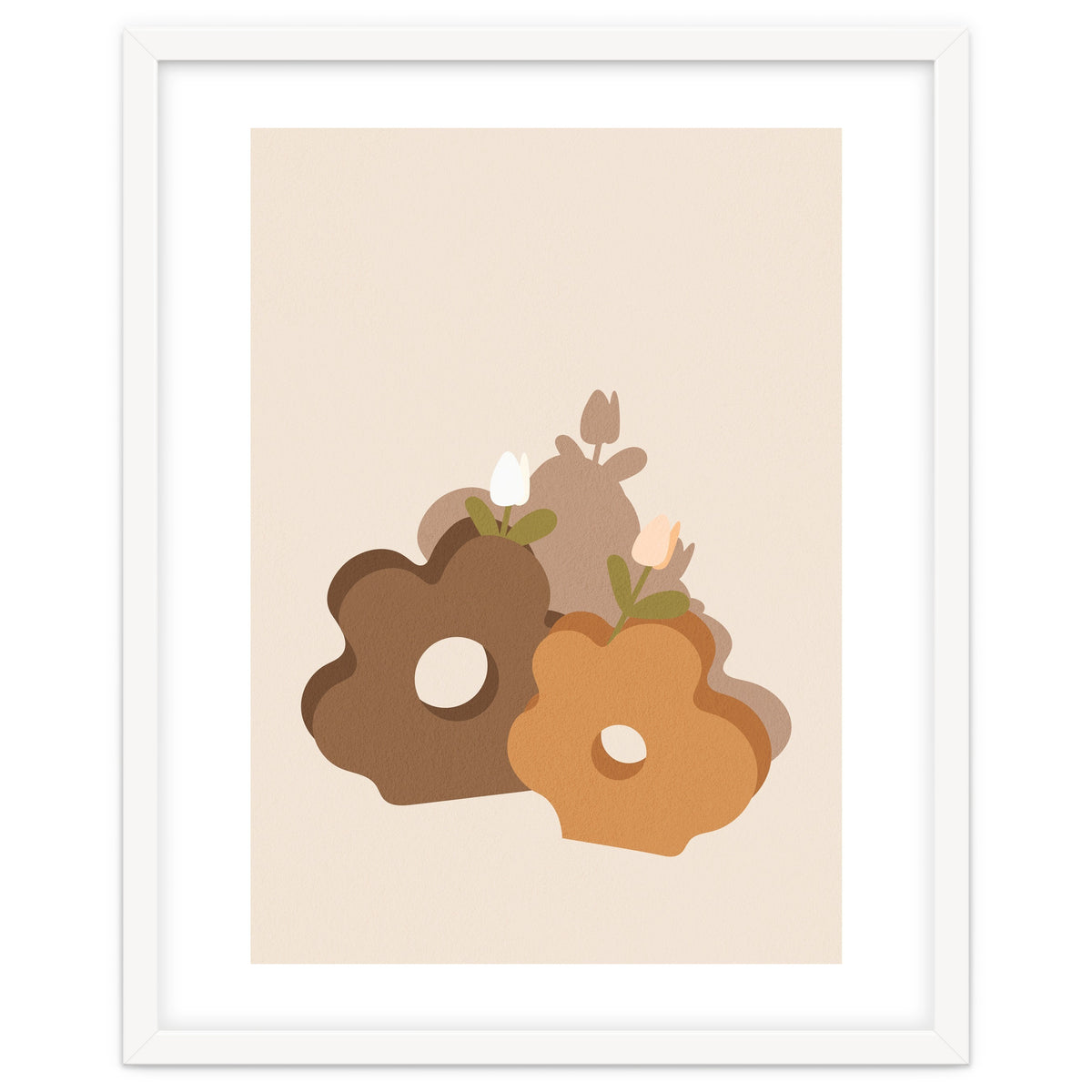 Tulip Flower Boho Neutral Beige