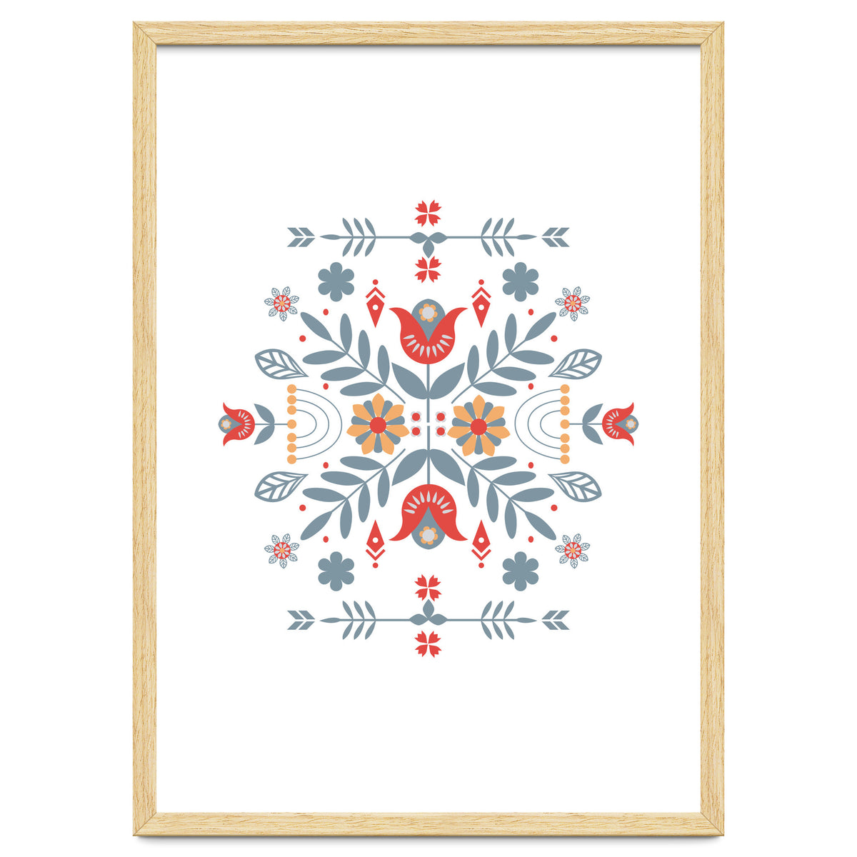 Scandinavian Folk Retro Flower Pattern