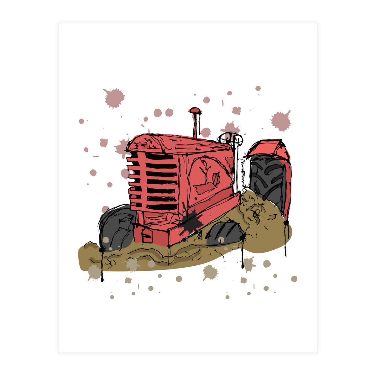 Abandoned tractor sketch (Print Only)
