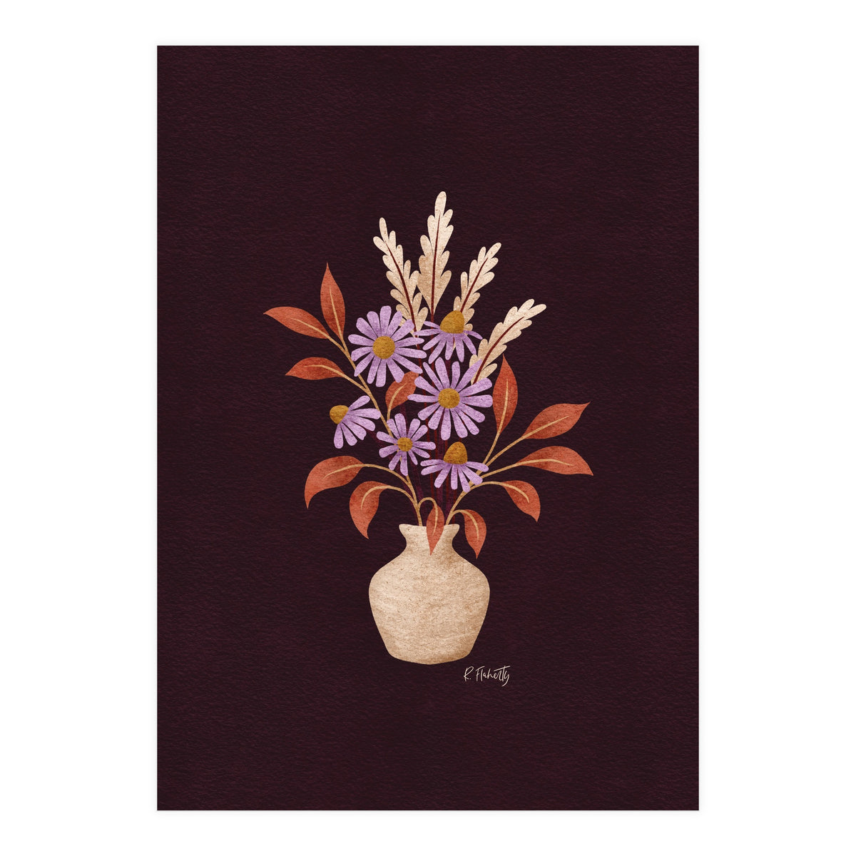 Purple Floral Vase Still Life (Print Only)