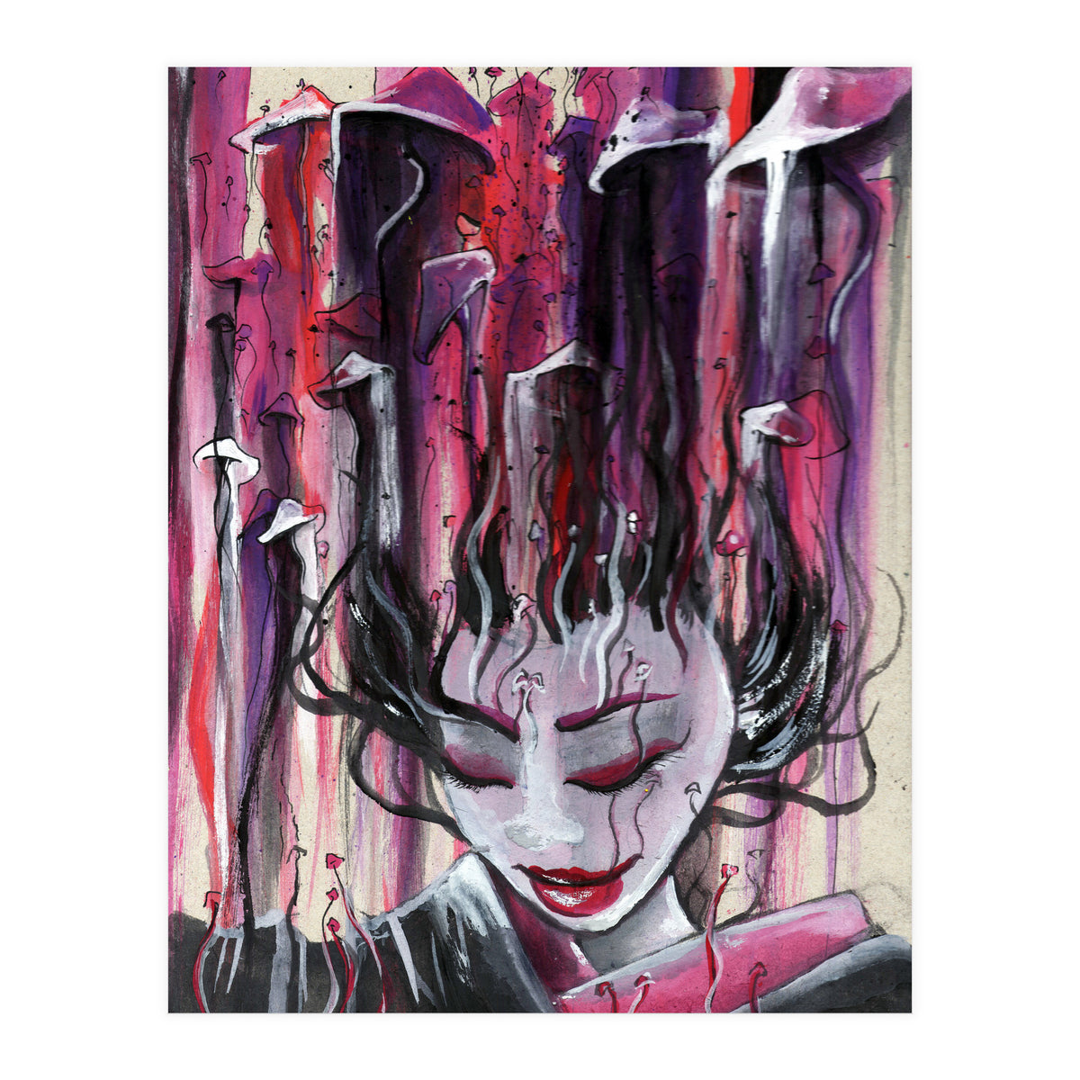 Geisha in Mushrooms: The Surrealistic Concubine (Print Only)