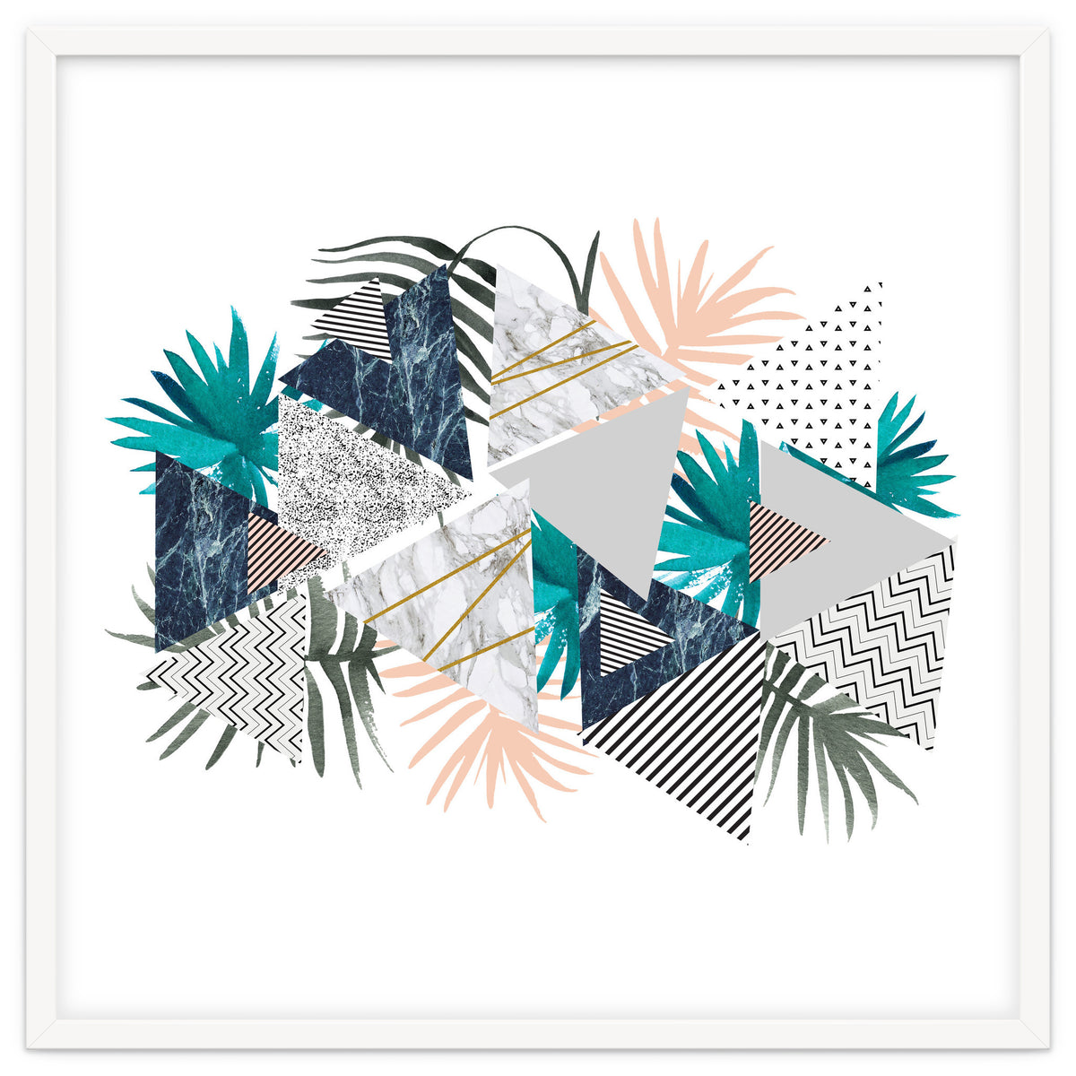 Abstract of geometric patterns with plants and marble I