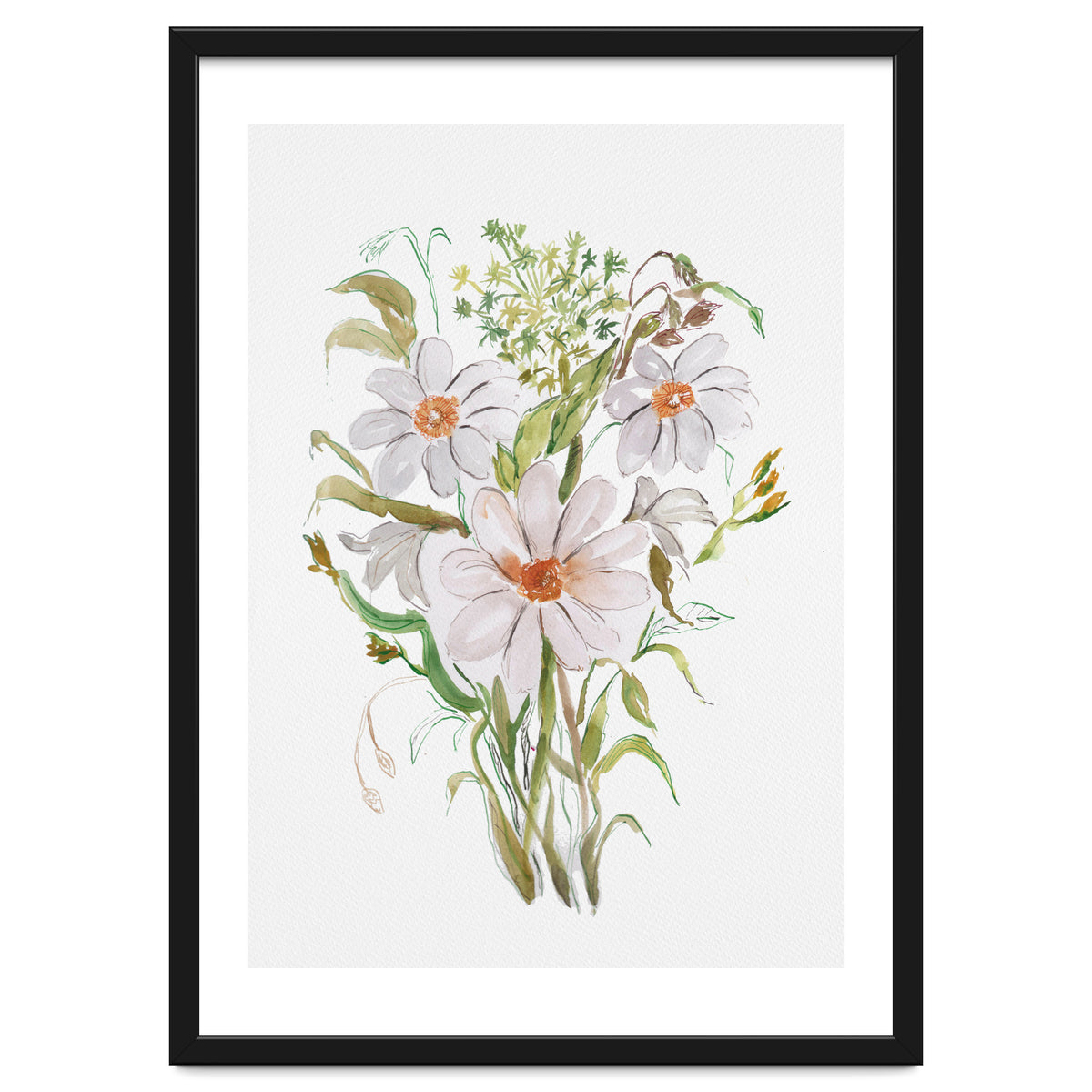 Watercolor White Florals