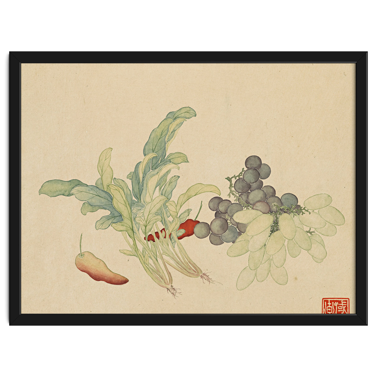 Wang Chengyu ~ Flowers And Vegetables, Vegetables, Fruits, Peppers, Millet Hot, Grapes, Spinach