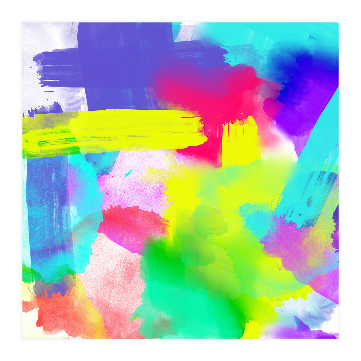 Abstract Stripes Neon Artistic Watercolor Pattern (Print Only)