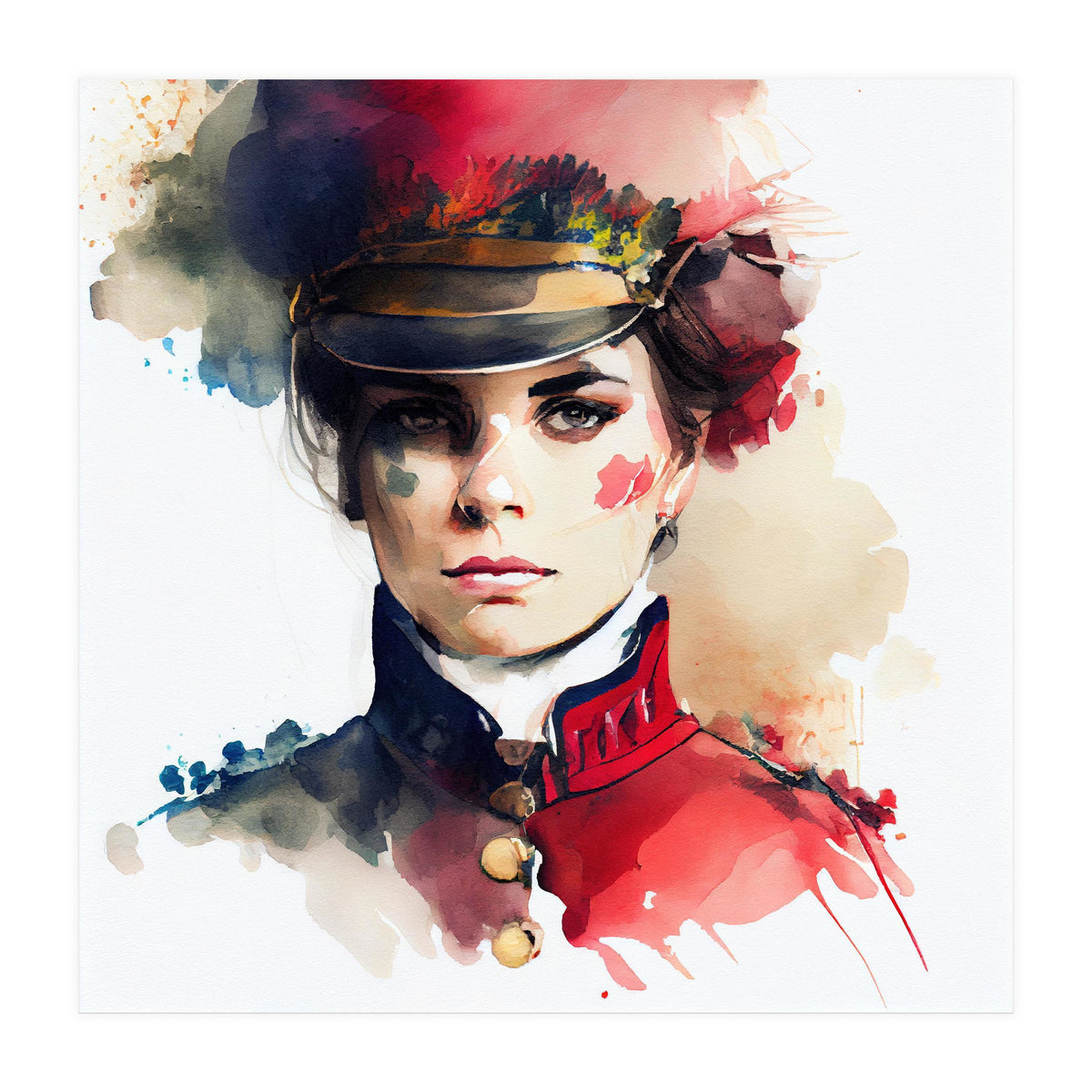 Watercolor Napoleonic Soldier Woman #3 (Print Only)