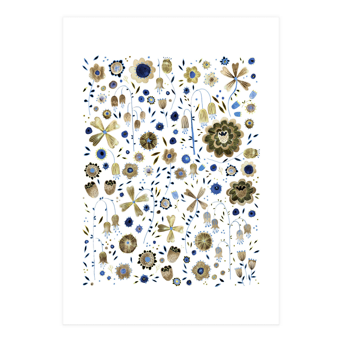 Indigo Flower Golden Mashup (Print Only)