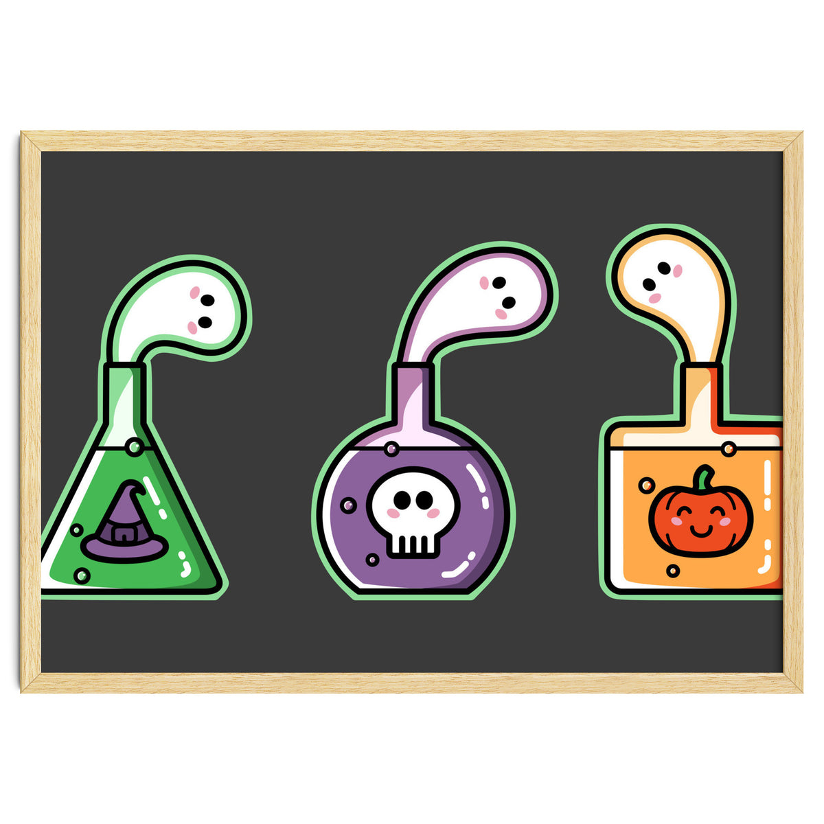 Kawaii Cute Halloween Potions - witches hat, skull, pumpkin, ghosts