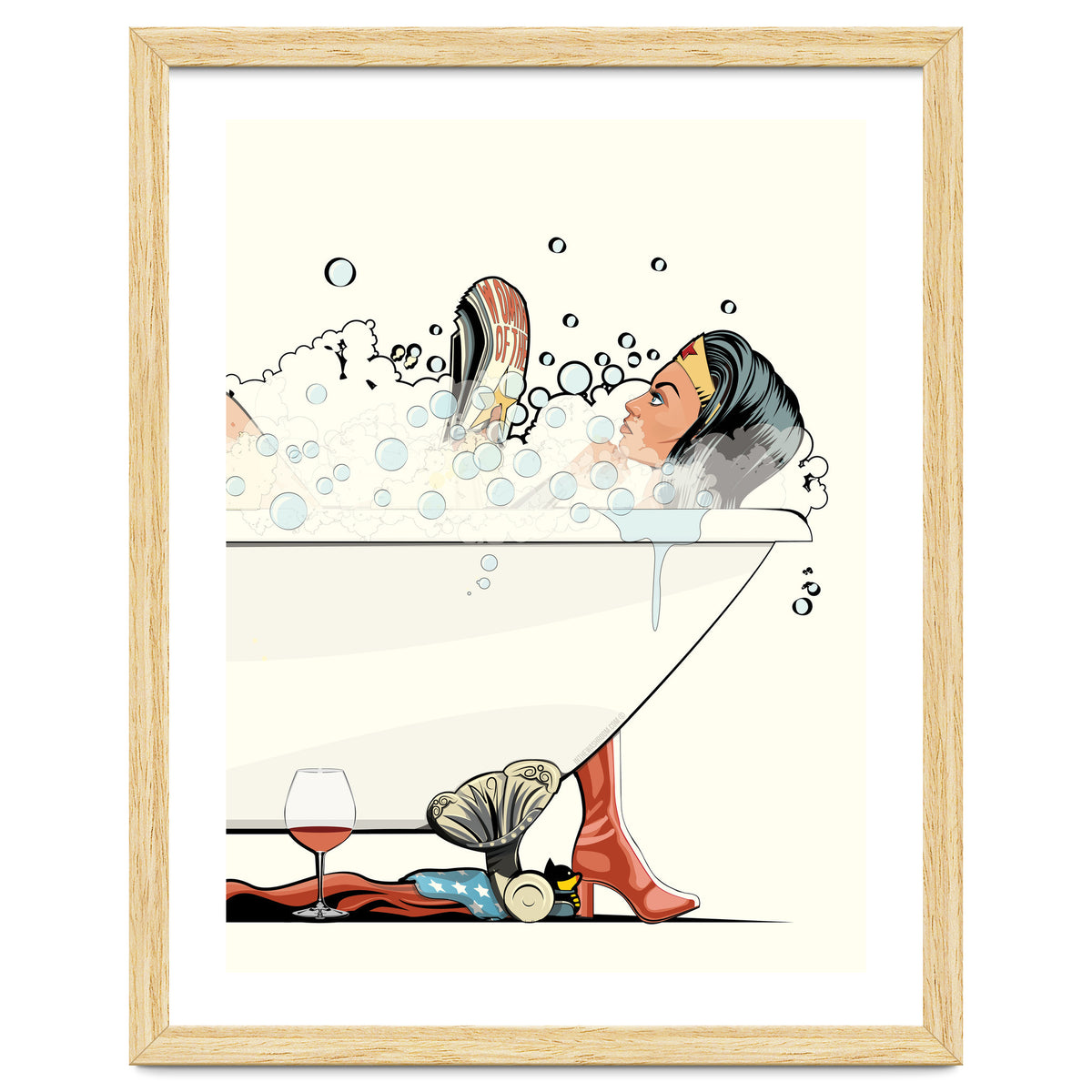 Wonder Woman in the Bath, funny Bathroom Humour