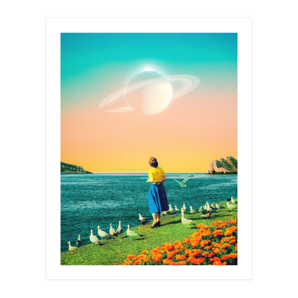 Woman With Birds  (Print Only)