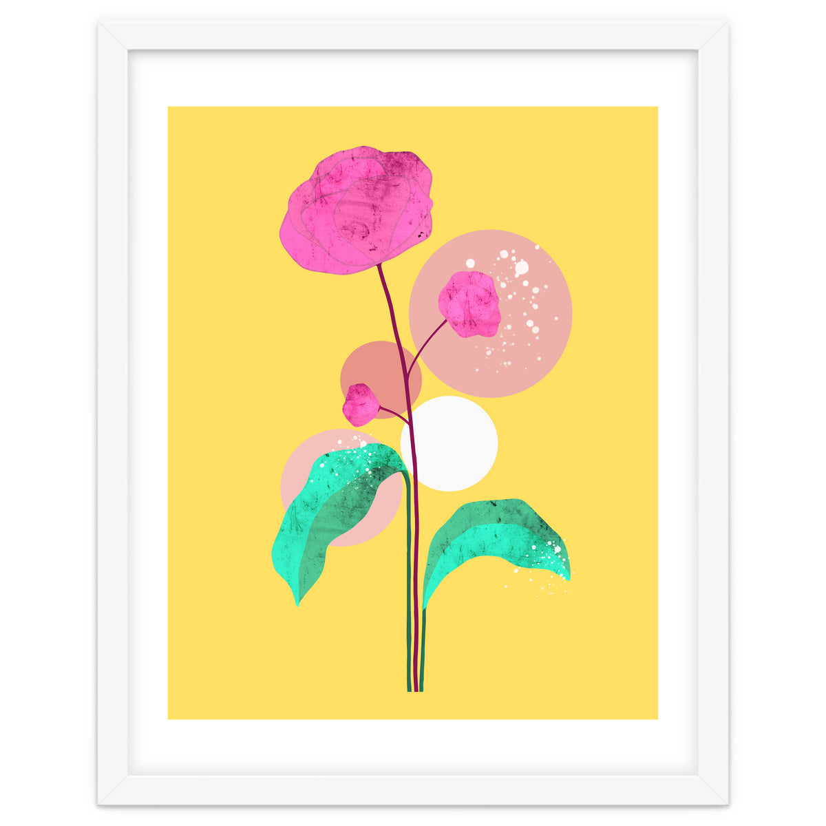 The Rare Bloom, Abstract Nature Floral Graphic, Eclectic Bohemian Modern, Pop of Color Illustration