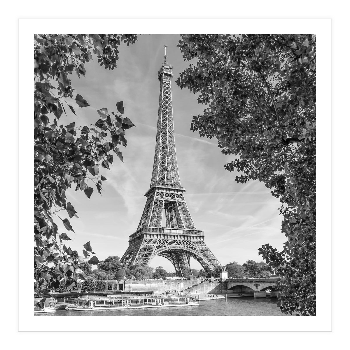 PARIS Eiffel Tower & River Seine | Monochrome (Print Only)