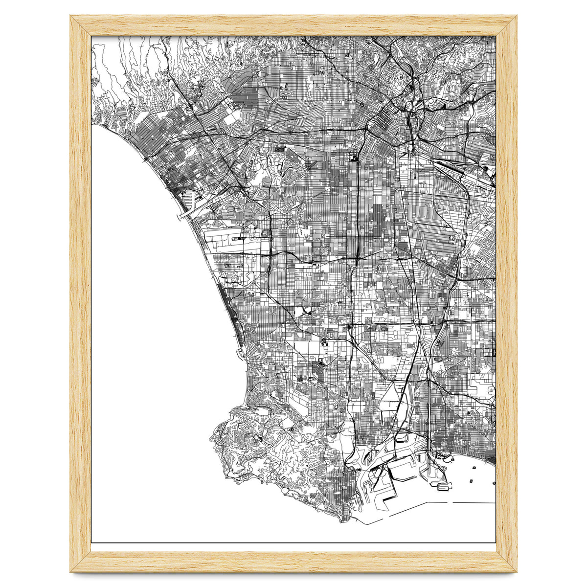 Los Angeles White Map
