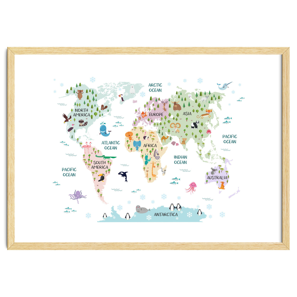 Pastel Animal World Map