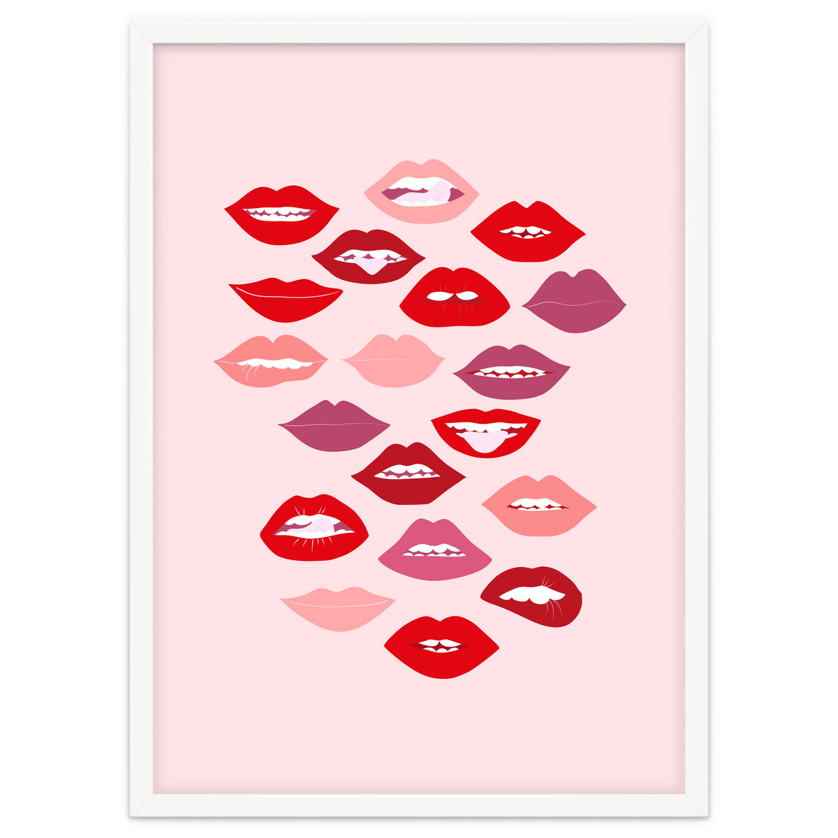 Lips Red with Pink Background