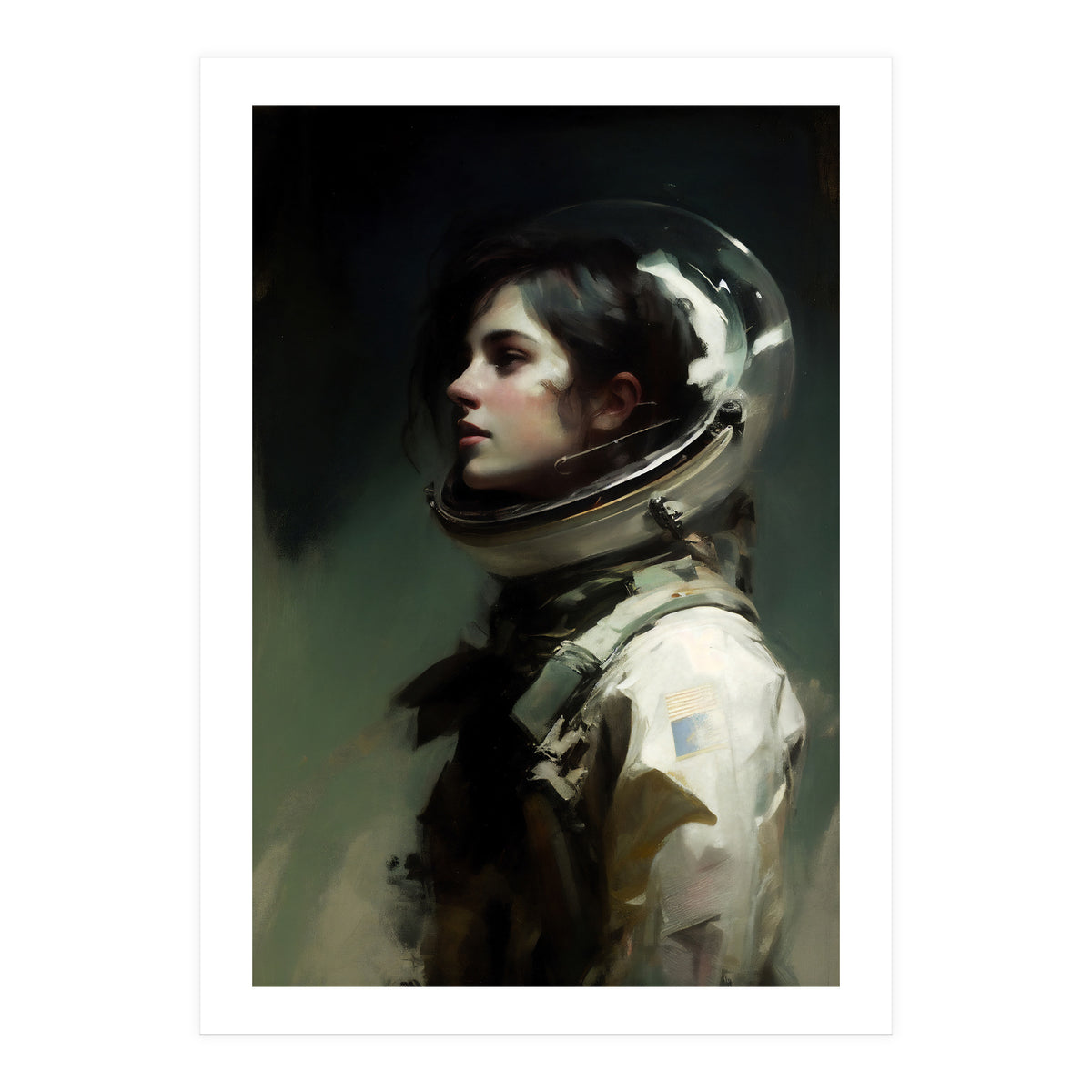 Gothic Astronaut Moody Dark Painting  (Print Only)
