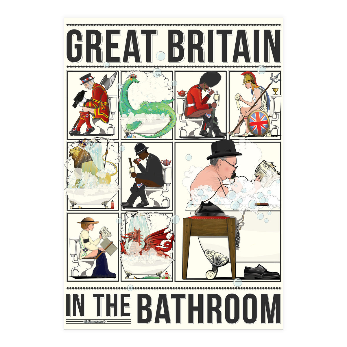 Great Britain in the Bath, Funny Bathroom Humour (Print Only)