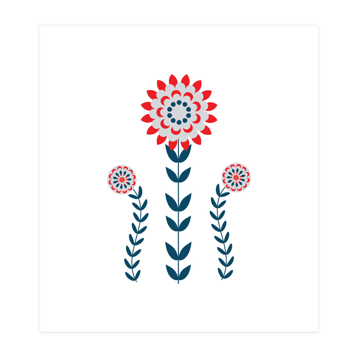 Scandi Folk Flowers  (Print Only)