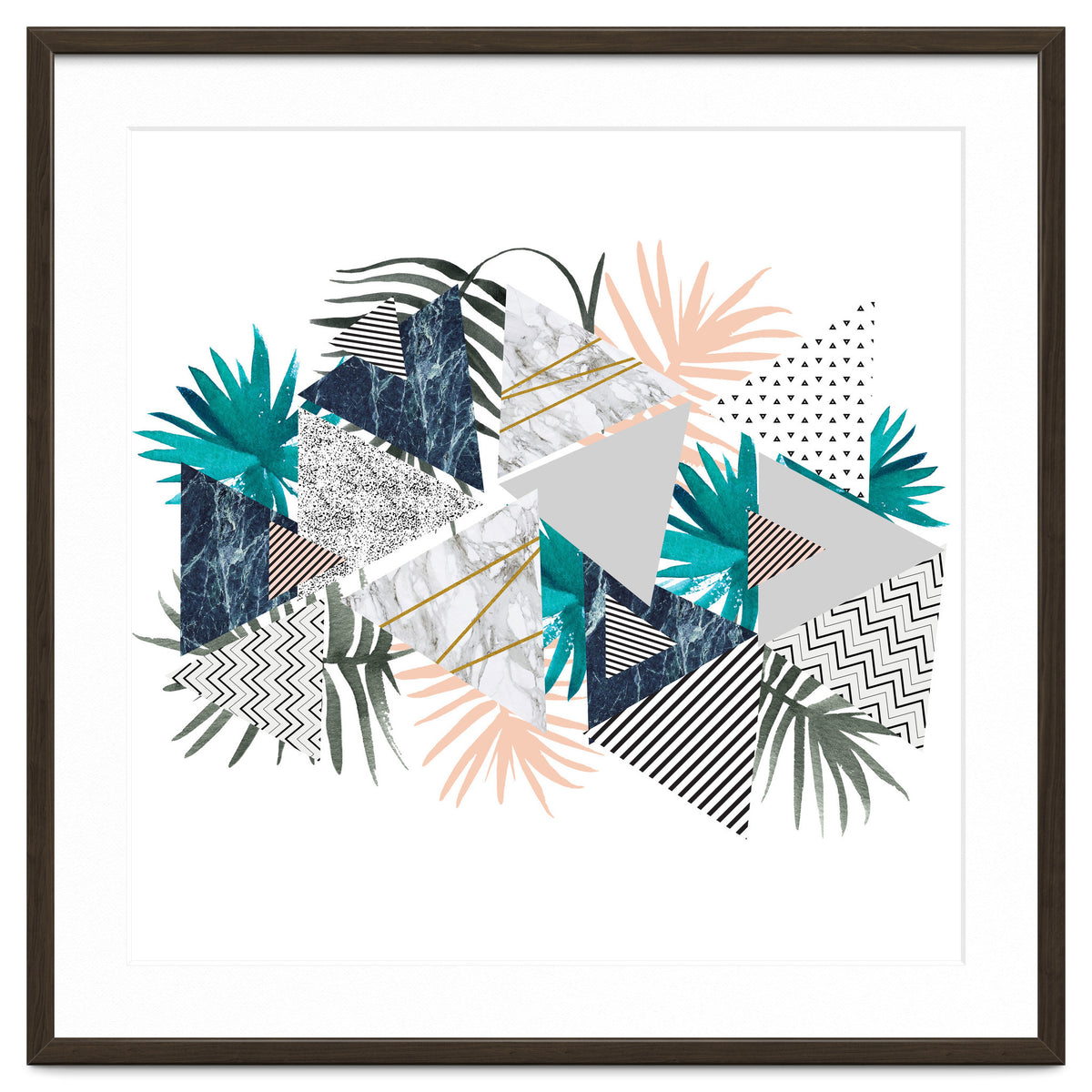 Abstract of geometric patterns with plants and marble I