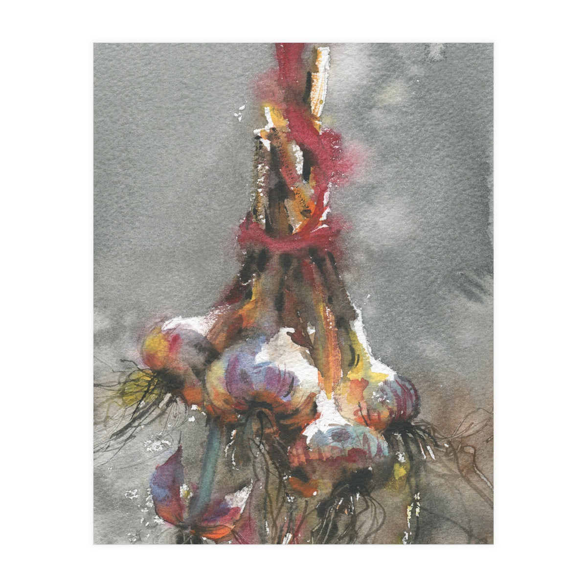Garlic still life watercolor painting (Print Only)
