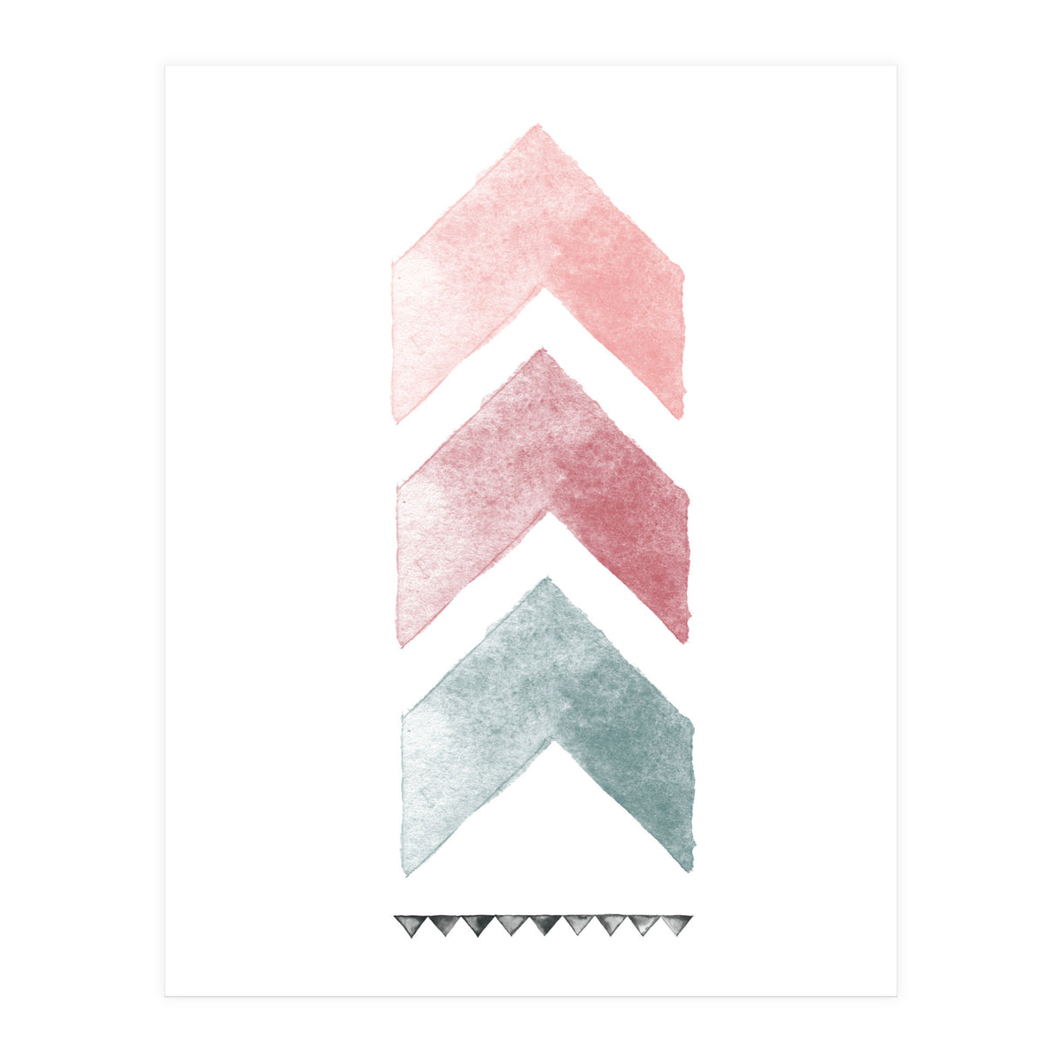 Pink And Blue Watercolor Chevron (Print Only)