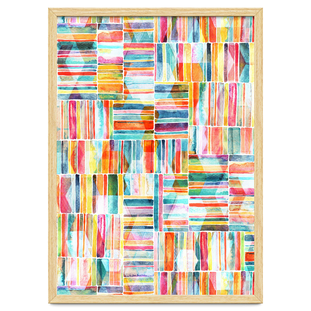 Summer Pastel Geometric and Striped Abstract on white