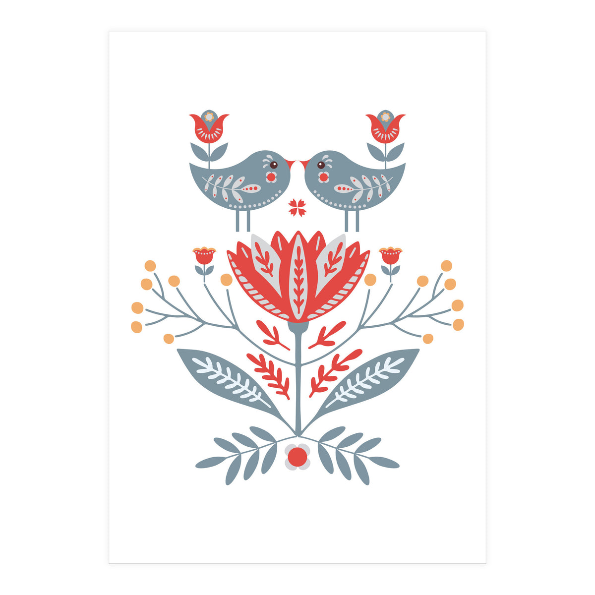 Scandinavian Folk Birds & Flowers (Print Only)
