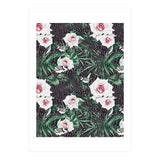 Dark flowery abstract of birds (Print Only) thumbnail