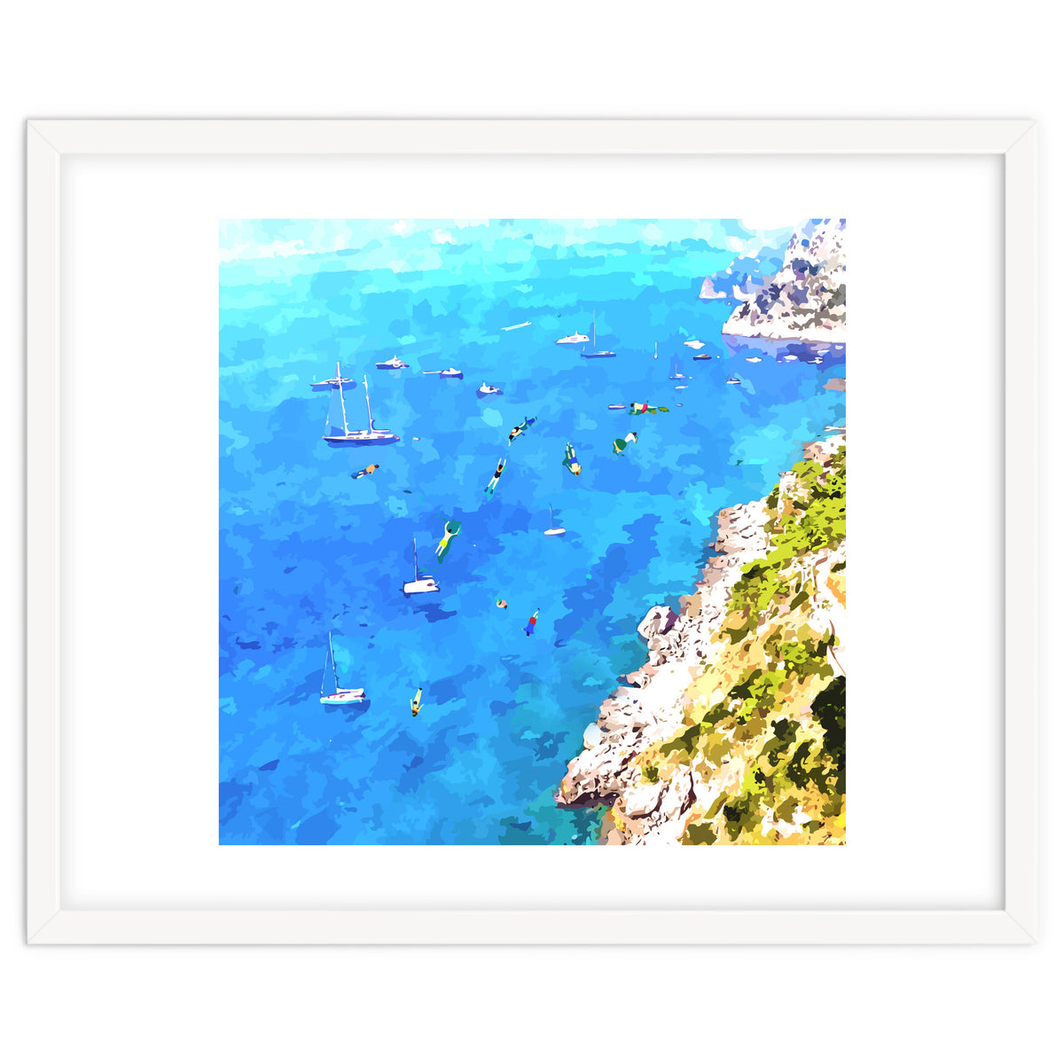 Capri Islands | Tropical Travel Summer Island | Ocean Sea Beach Swim Sail Painting